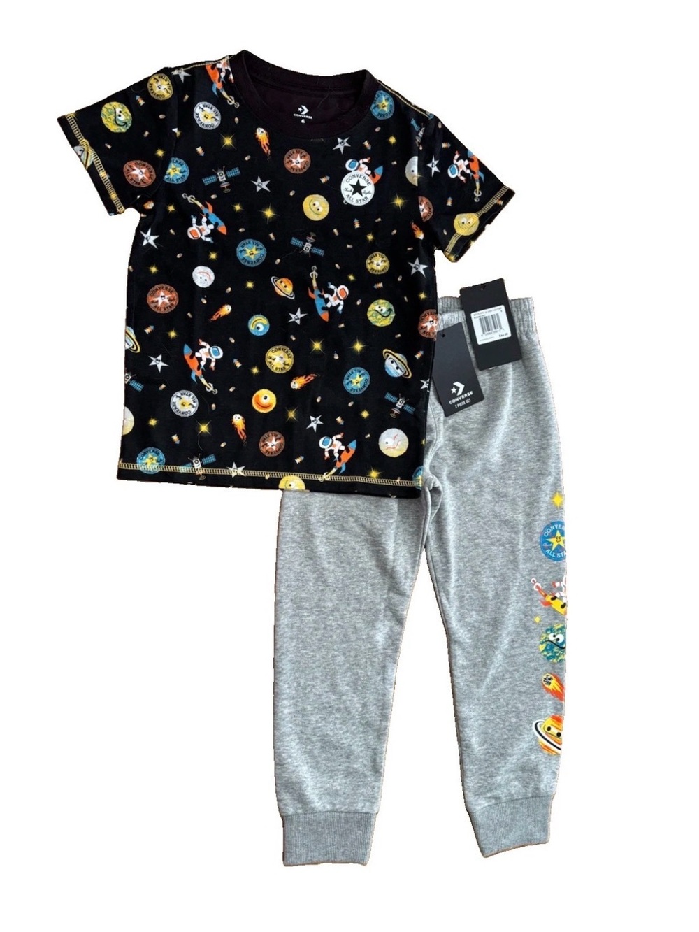 Converse Boys Space Themed 2-Piece S/S Shirt & Jogger Set - Size 6